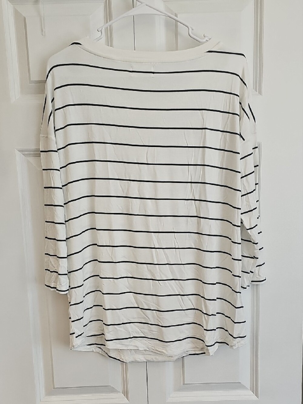 Maurices White Long Sleeve Scoop Neck Top with Black Stripes - Picture 5 of 5
